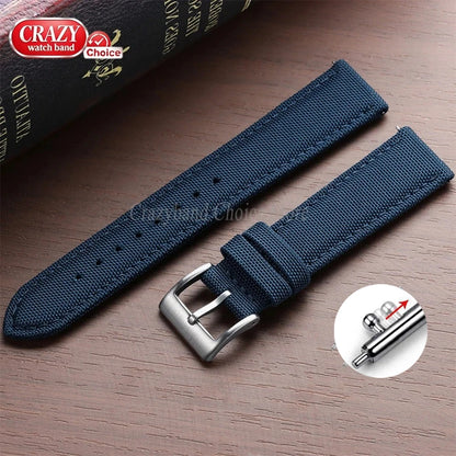 Nylon Watch Strap Waterproof Quick Release Band 20mm & 22mm