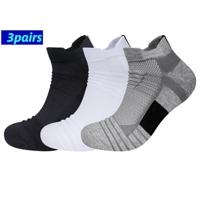 Sports Terry Socks Cushioned Moisture Wicking Ankle Socks 3 Pairs