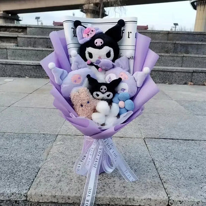 Plush Flower Bouquet with Soft Plush Roses for Gifts and Home Decor
