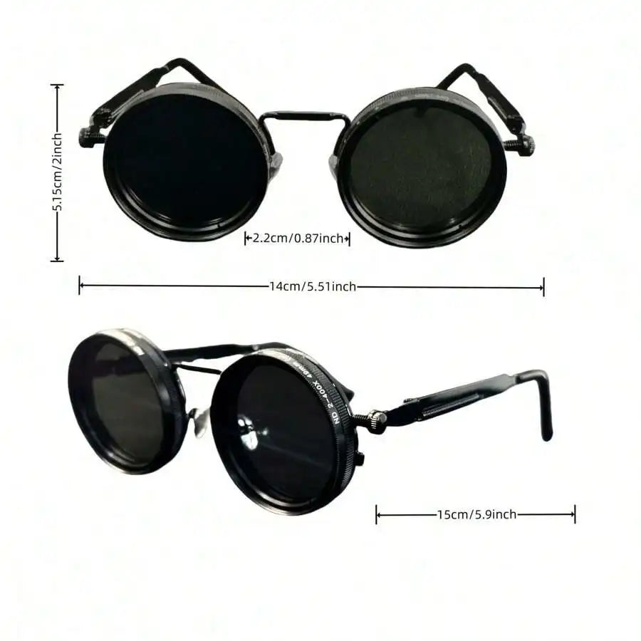 Steampunk Sunglasses with Round Polarized UV400 Lenses