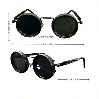 Steampunk Sunglasses with Round Polarized UV400 Lenses