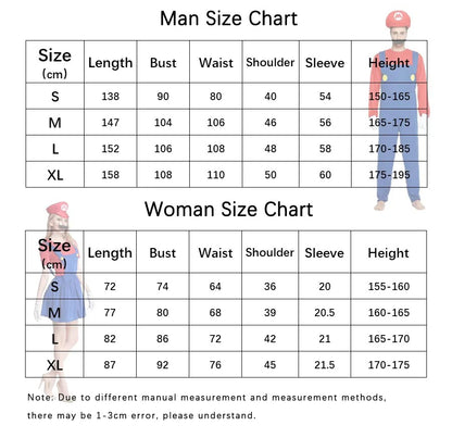 Plumber Cosplay Costume Adult Jumpsuit Set for Halloween Parties