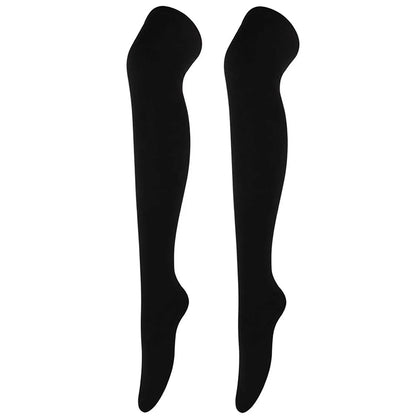 Women Solid Colors Stockings Long Over Knee High Socks Dance Cosplay Performance Socks Classic Colors Leggings Black White Gray