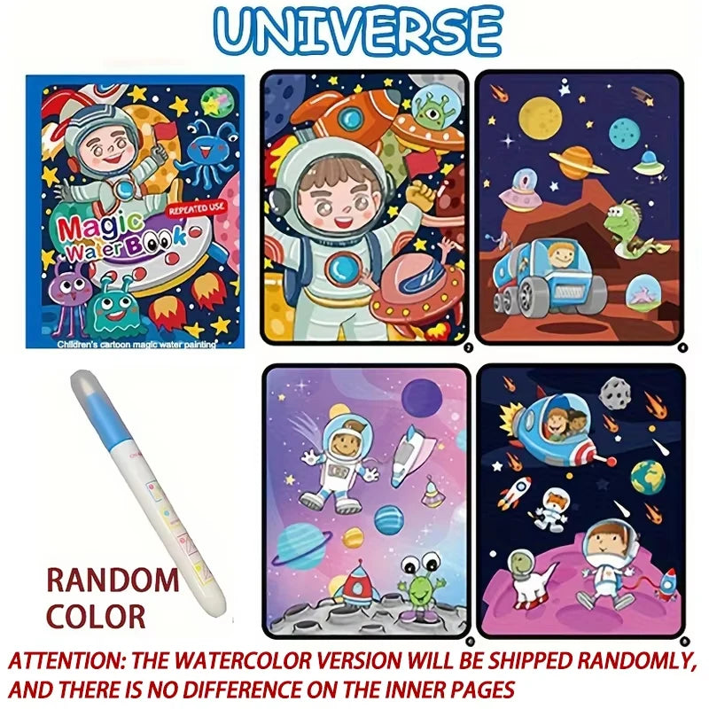 Magic Water Drawing Book Reusable Mess-Free Coloring Book for Kids