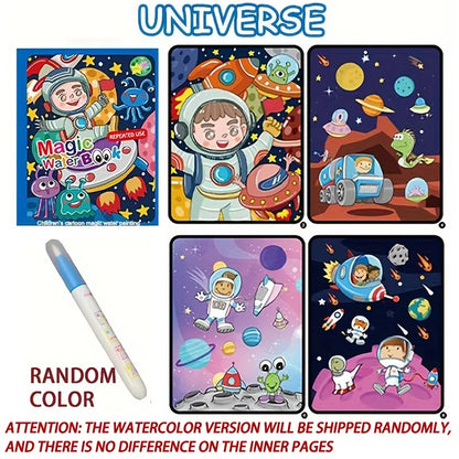 Magic Water Drawing Book Reusable Mess-Free Coloring Book for Kids