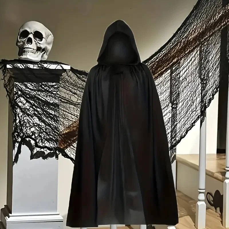 Hooded Black Cloak for Halloween Costumes and Parties