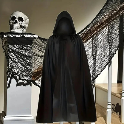 Hooded Black Cloak for Halloween Costumes and Parties