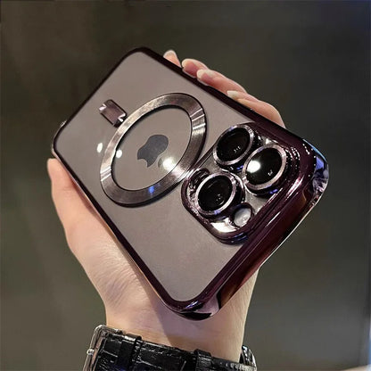Magnetic Clear Phone Case with Shockproof Plated Edge