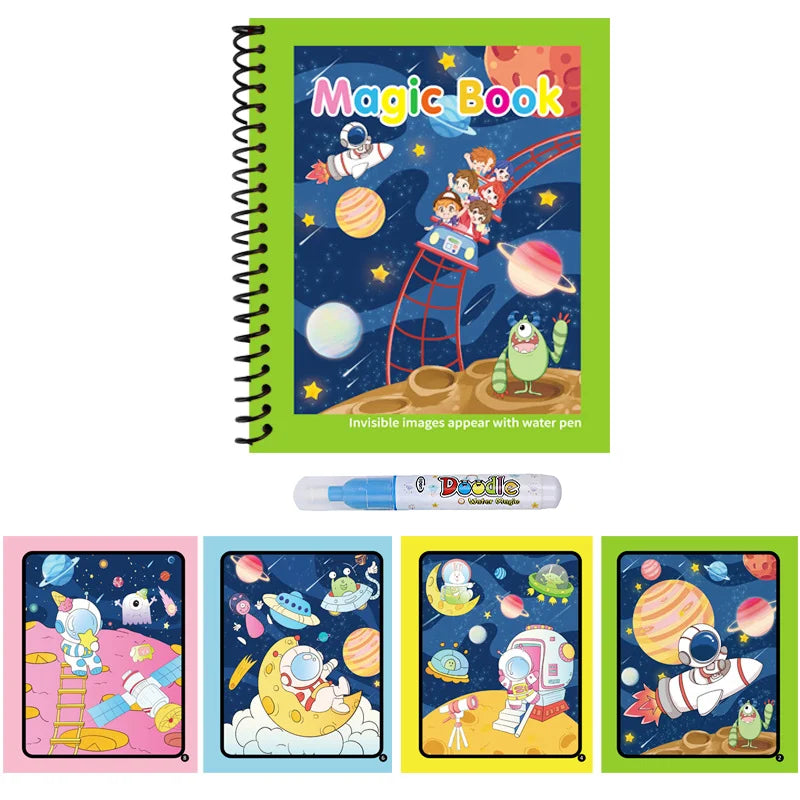 Magic Water Drawing Book Reusable Mess Free Coloring Book for Kids