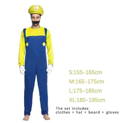 Plumber Cosplay Costume Adult Jumpsuit Set for Halloween Parties