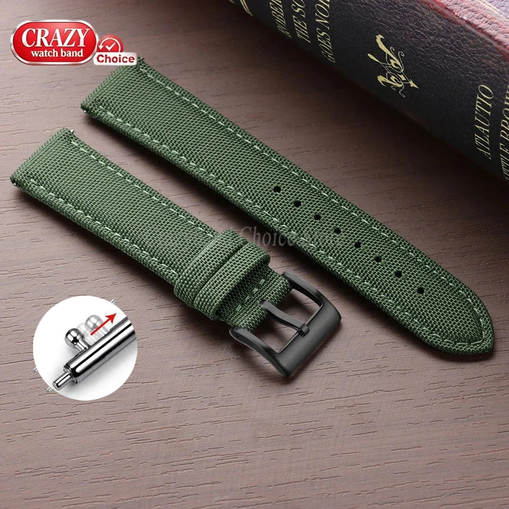 Nylon Watch Strap Waterproof Quick Release Band 20mm & 22mm
