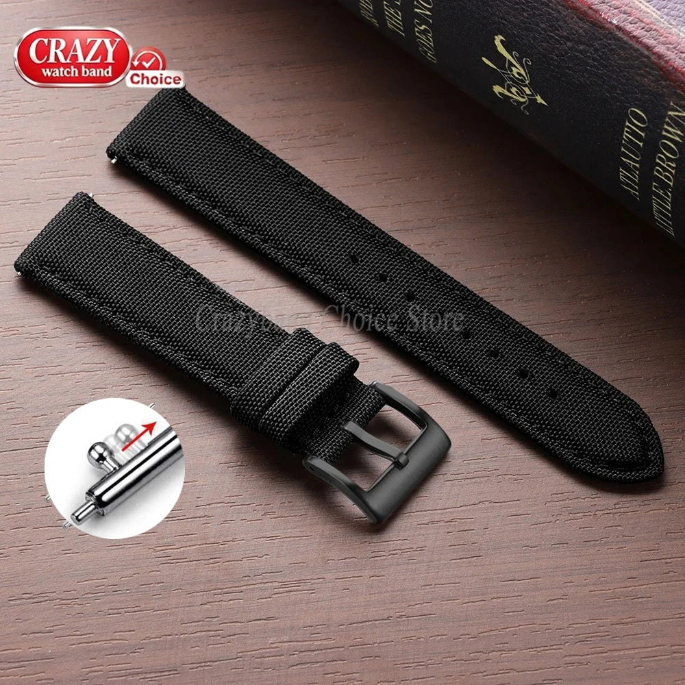 Nylon Watch Strap Waterproof Quick Release Band 20mm & 22mm