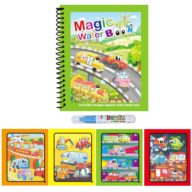 Magic Water Drawing Book Reusable Mess Free Coloring Book for Kids