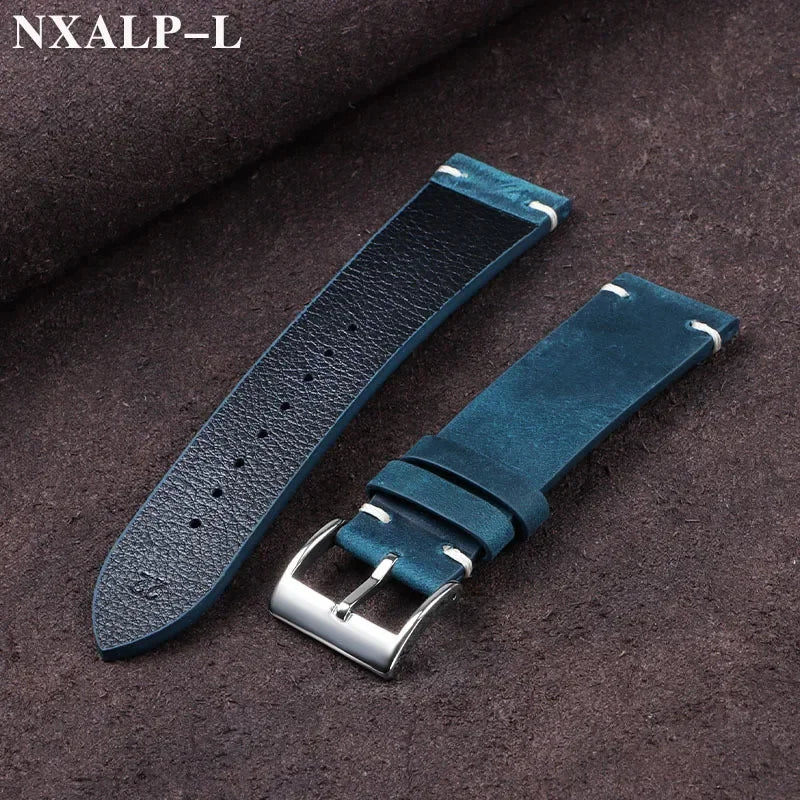 Leather Watch Band Vintage Handmade Strap 18mm 20mm 21mm 22mm