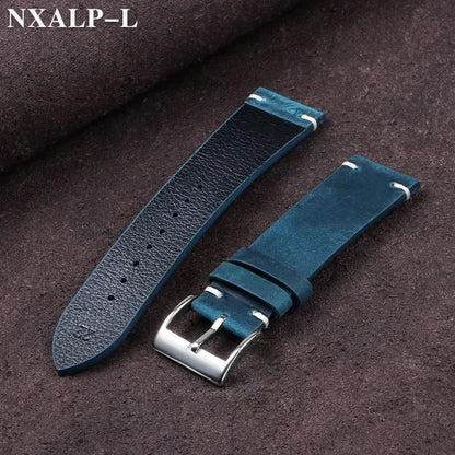 Leather Watch Band Vintage Handmade Strap 18mm 20mm 21mm 22mm