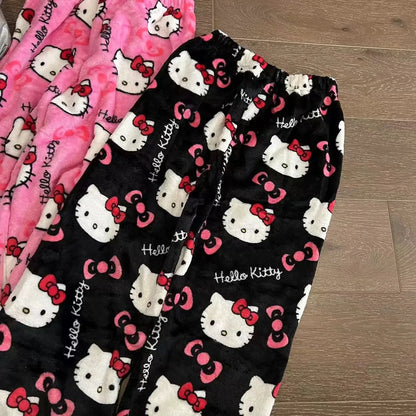 Women’s Pajama Pants with Cute Cartoon Print and Elastic Waist