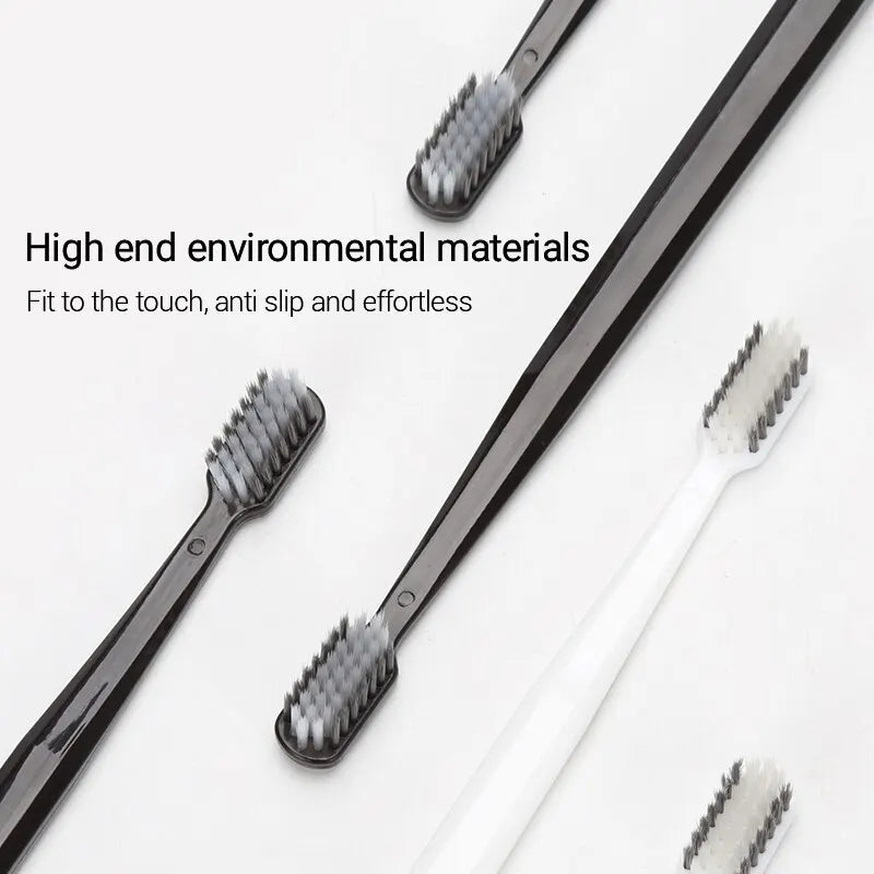 Soft Bristle Toothbrush Set 10 Pack Bamboo Charcoal for Adults