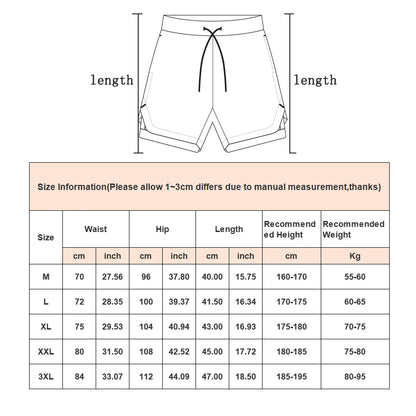 2 in 1 Running Shorts Men Quick Dry Gym Training Shorts