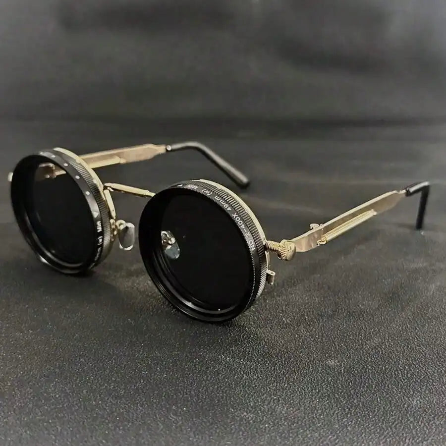 Steampunk Sunglasses with Round Polarized UV400 Lenses