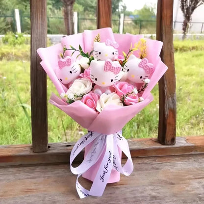 Plush Flower Bouquet with Soft Plush Roses for Gifts and Home Decor