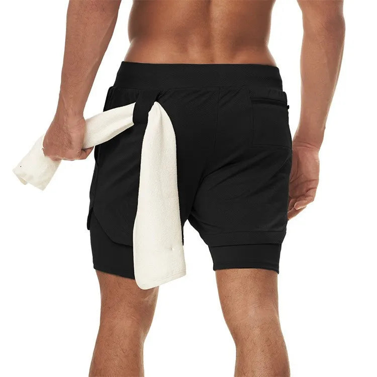 2 in 1 Running Shorts Men Quick Dry Gym Training Shorts