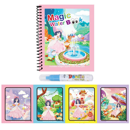 Magic Water Drawing Book Reusable Mess Free Coloring Book for Kids