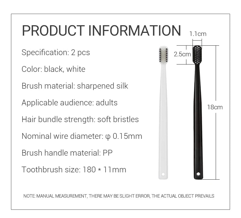 Soft Bristle Toothbrush Set 10 Pack Bamboo Charcoal for Adults