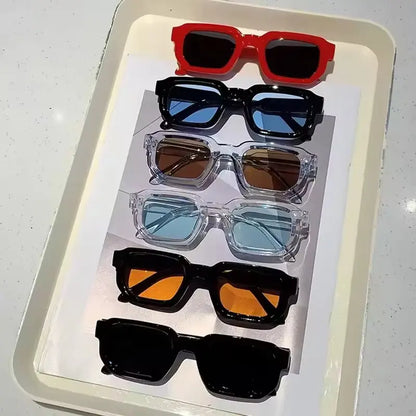 Retro Sunglasses with UV400 Protection Rectangular Frame