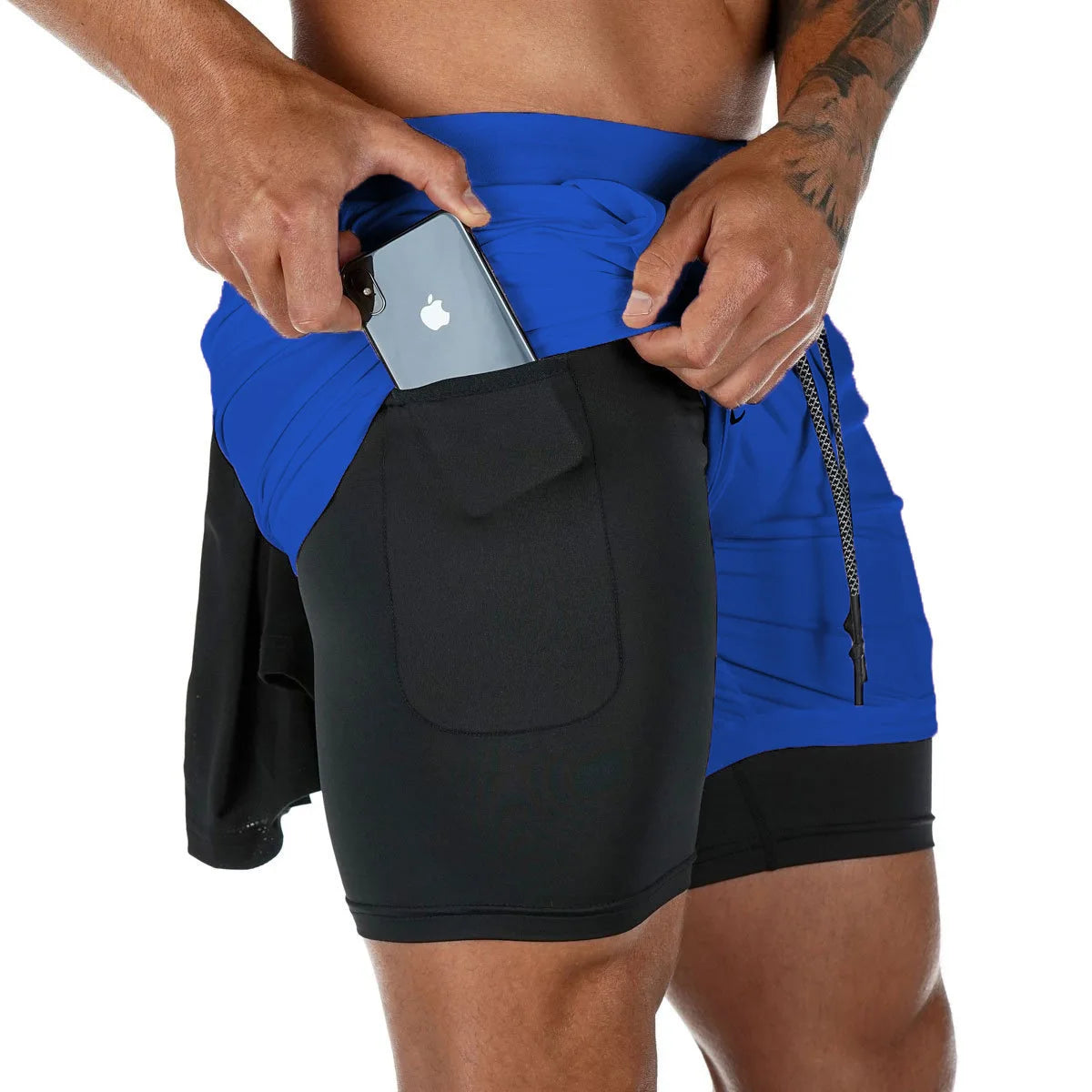2 in 1 Running Shorts Men Quick Dry Gym Training Shorts