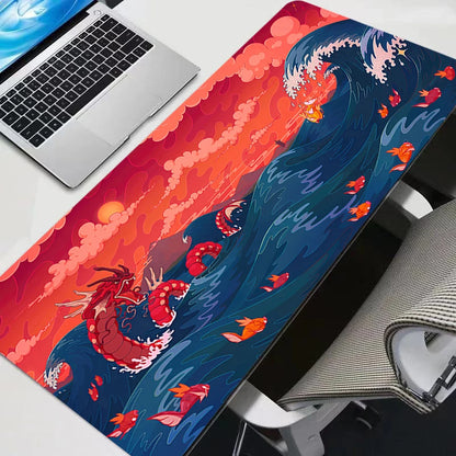 Large Gaming Mouse Pad with Anime-Style Design and Rubber Base