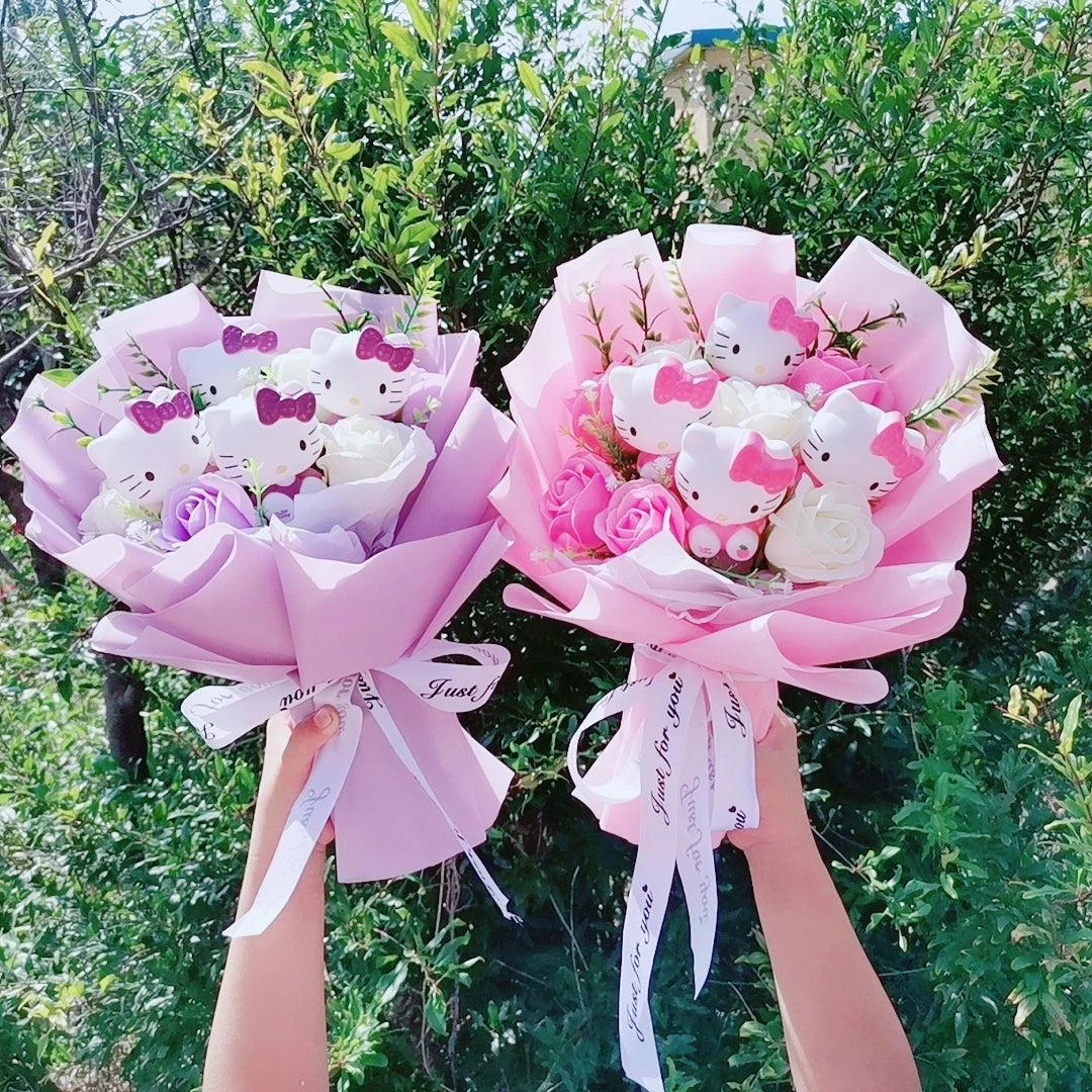 Plush Flower Bouquet with Soft Plush Roses for Gifts and Home Decor