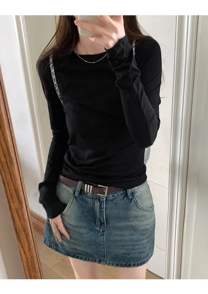 Women's Long Sleeve T-Shirt Casual Slim Fit Crew Neck Top