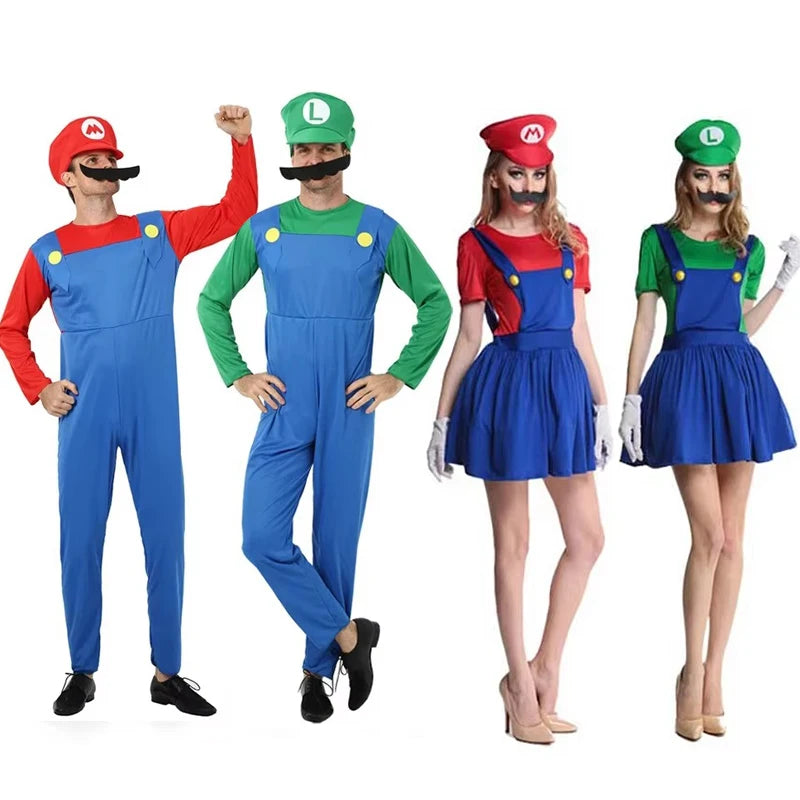 Plumber Cosplay Costume Adult Jumpsuit Set for Halloween Parties