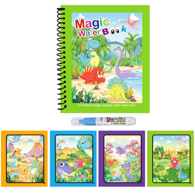 Magic Water Drawing Book Reusable Mess Free Coloring Book for Kids