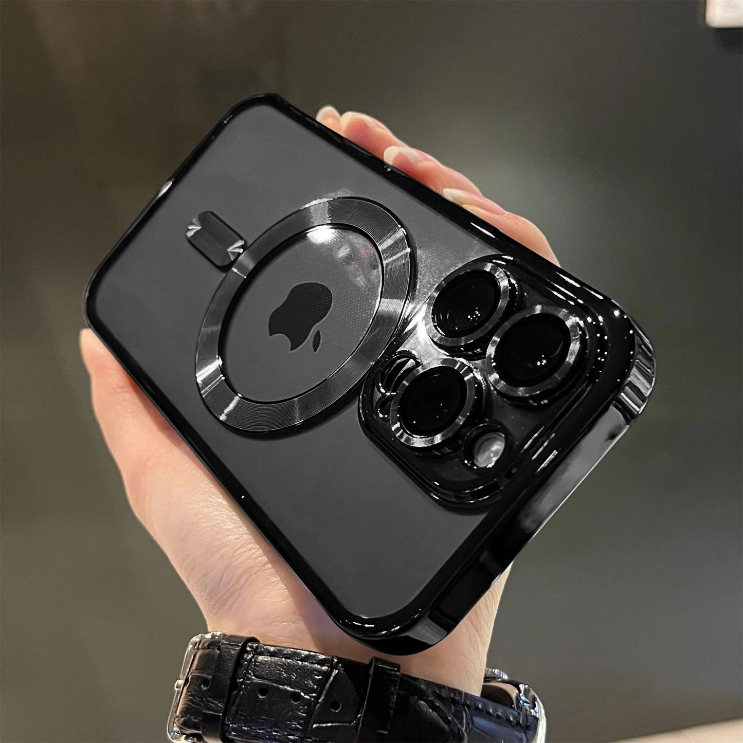 Magnetic Clear Phone Case with Shockproof Plated Edge