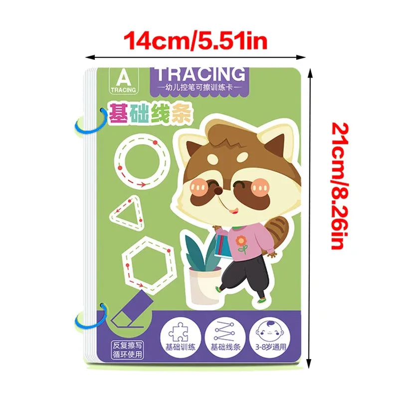 Reusable Tracing Workbook Pen Control & Writing Practice for Kids