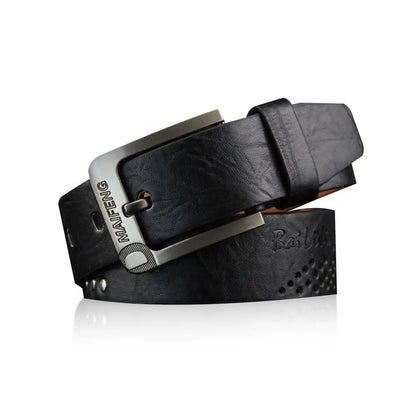 Men's Leather Belt with Alloy Buckle for Business & Casual Wear