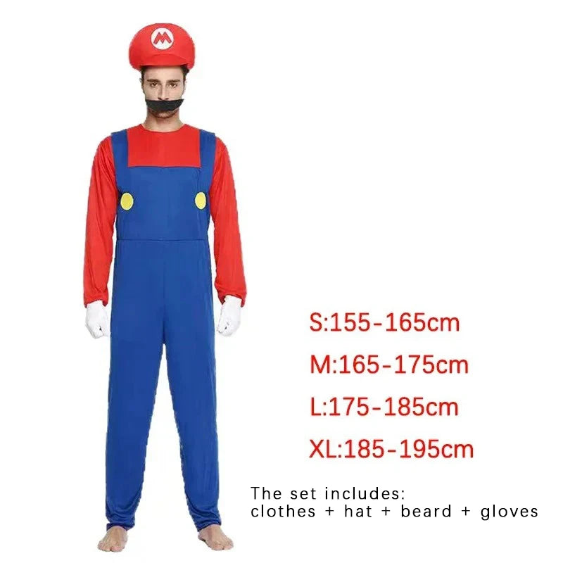 Plumber Cosplay Costume Adult Jumpsuit Set for Halloween Parties