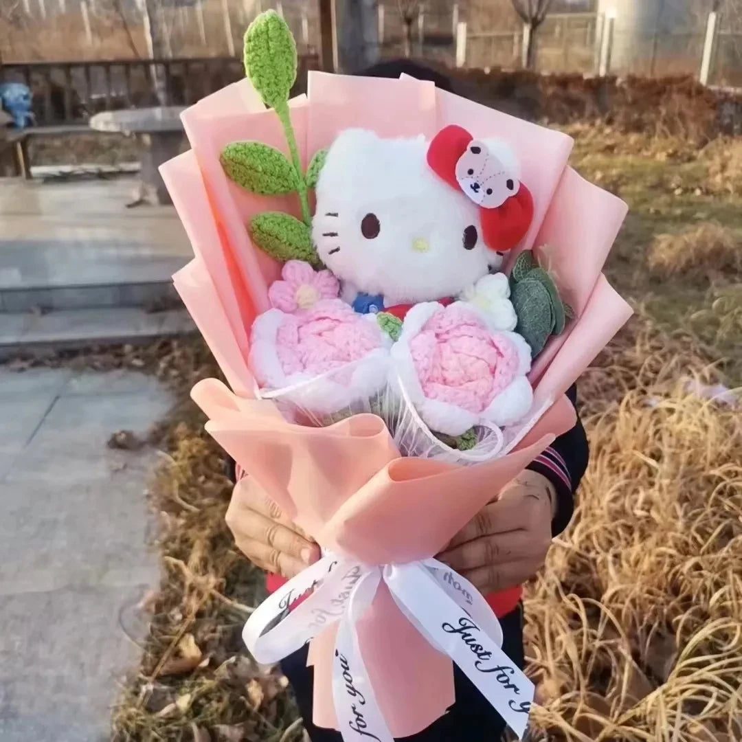 Plush Flower Bouquet with Soft Plush Roses for Gifts and Home Decor