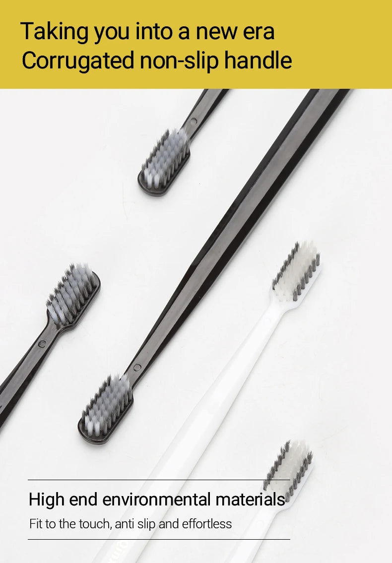 Soft Bristle Toothbrush Set 10 Pack Bamboo Charcoal for Adults