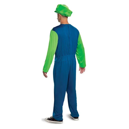 Adult Plumber Costume with Hat, Mustache and Jumpsuit