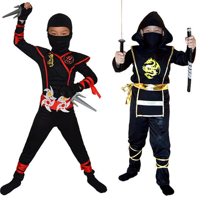Kids Ninja Costume Set with Hood and Accessories for Halloween