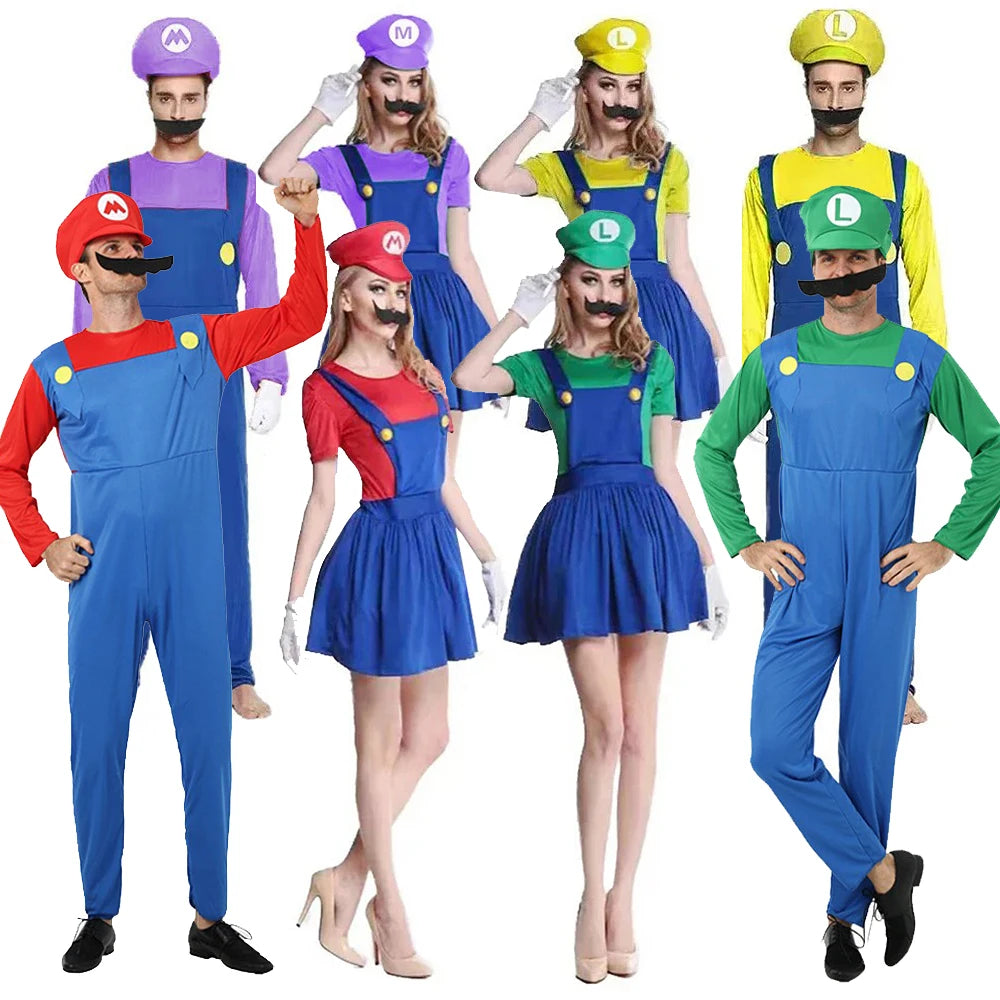 Plumber Cosplay Costume Adult Jumpsuit Set for Halloween Parties
