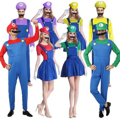 Plumber Cosplay Costume Adult Jumpsuit Set for Halloween Parties