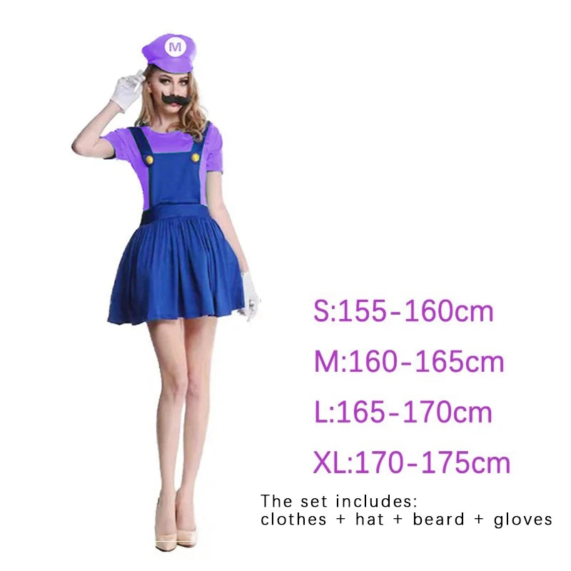 Plumber Cosplay Costume Adult Jumpsuit Set for Halloween Parties