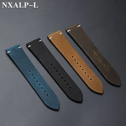 Leather Watch Band Vintage Handmade Strap 18mm 20mm 21mm 22mm