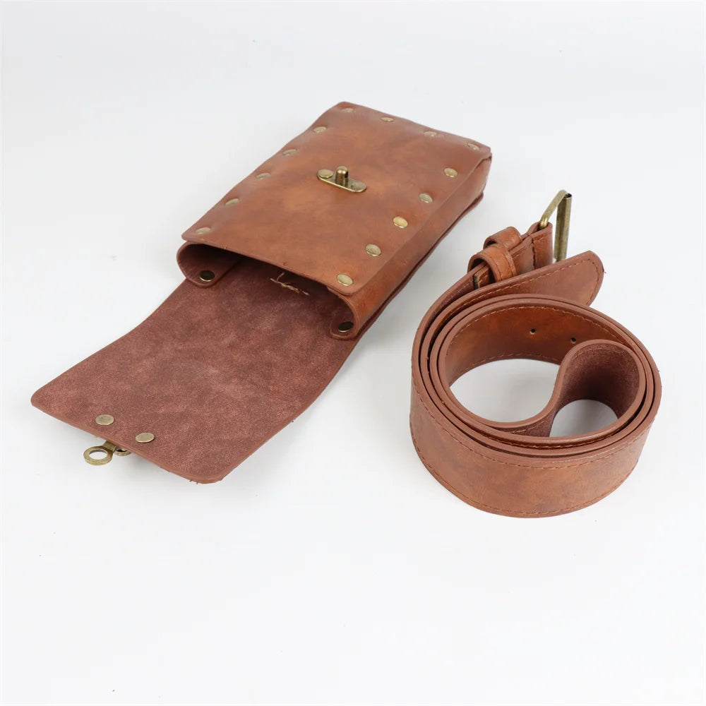Medieval Cosplay Belt Set with Waist Pouch for Renaissance Costume