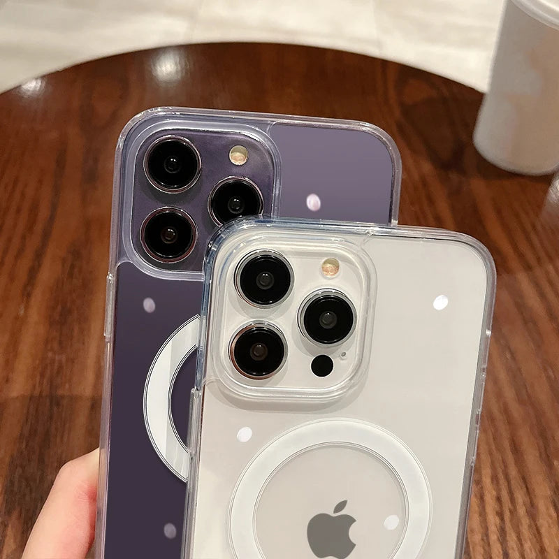 Magnetic Transparent Phone Case with Wireless Charging Support