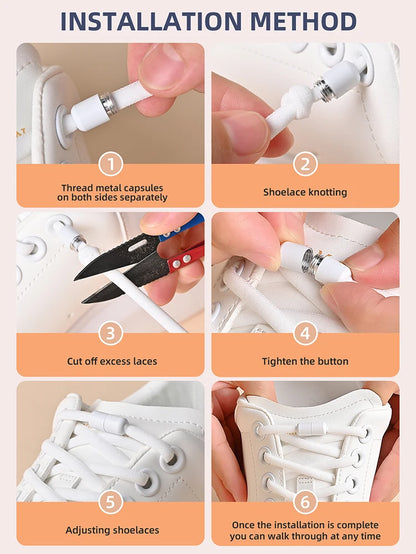 Elastic No Tie Shoelaces with Metal Lock for Kids & Adults