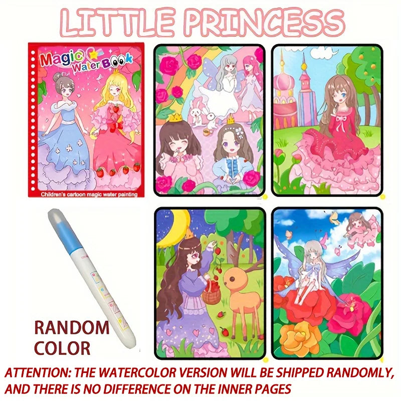 Magic Water Drawing Book Reusable Mess-Free Coloring Book for Kids
